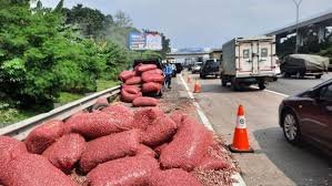 Tabrakan Innova dan Pikap di Tol Jagorawi, Muatan Sayur Tumpah Ruah di Jalanan